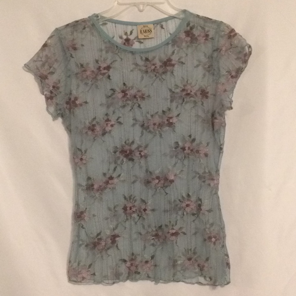 Sheer Aqua Floral Top